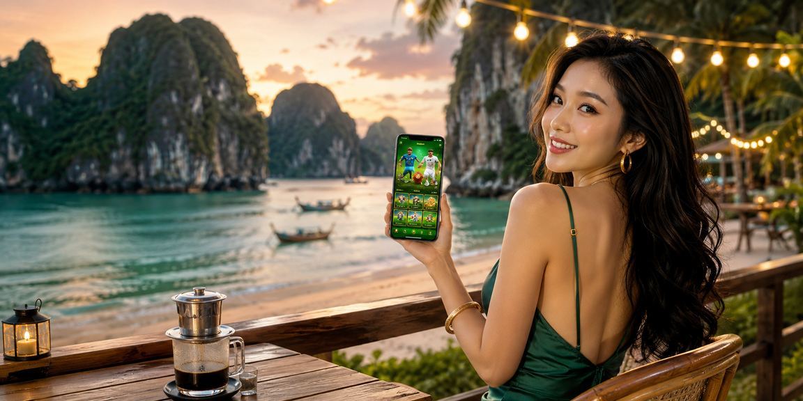 Người dùng tại Ninh Bình chơi casino trên di động tại quán cà phê